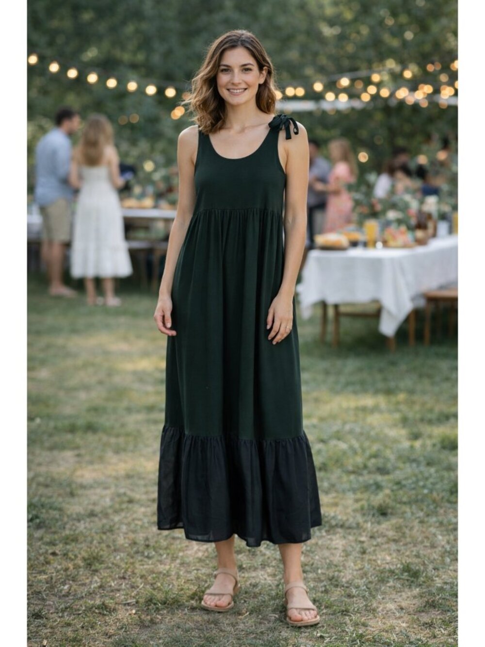 NEW Pure DKNY Cotton & SIlk Tank Maxi Dress Classic Summer Size Medium Women's